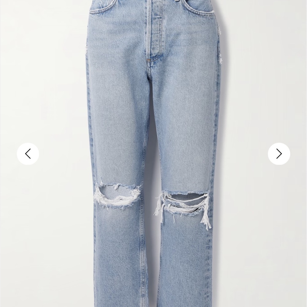 Agolde Light Blue Ripped Straight Leg Jeans
